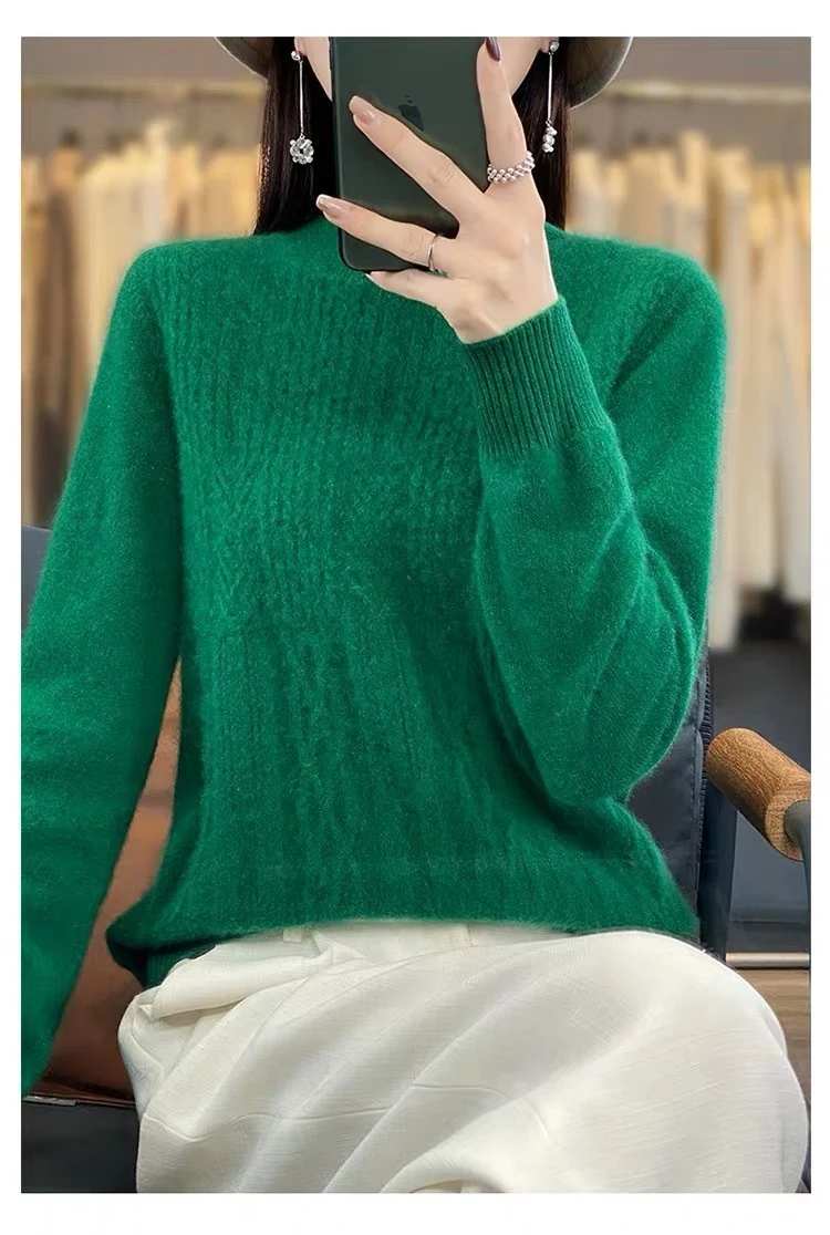 Title 2, Autumn And Winter Mock Neck Sweater Fashion Pul...