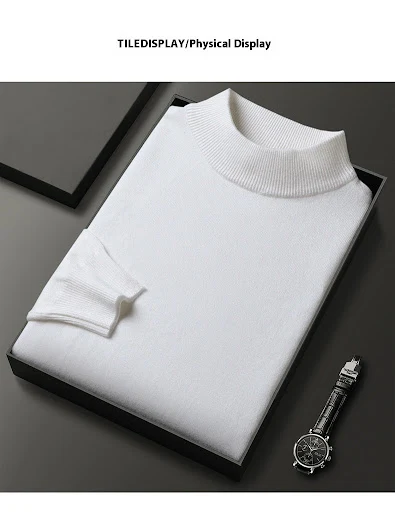 Title 8, Mens Sweater Slim Fit Pure Color Half Collar K...