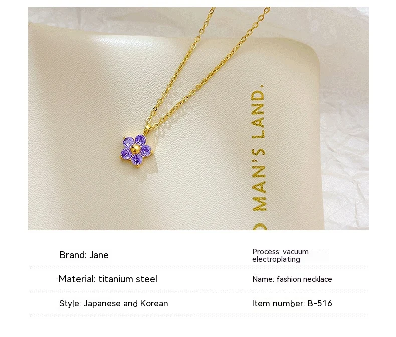 Colar elegante de aço inoxidável com pingente de flor estilo coreano, gracioso, combina com tudo, de alta qualidade, para mulheres. — foto 3
