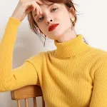 Camisa feminina de lã de cor sólida com manga comprida e cordão slim fit — foto 1