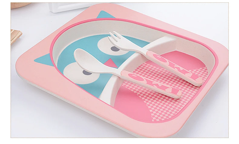 Title 1, Five-piece Bamboo Fiber Childrens Tableware Bo...