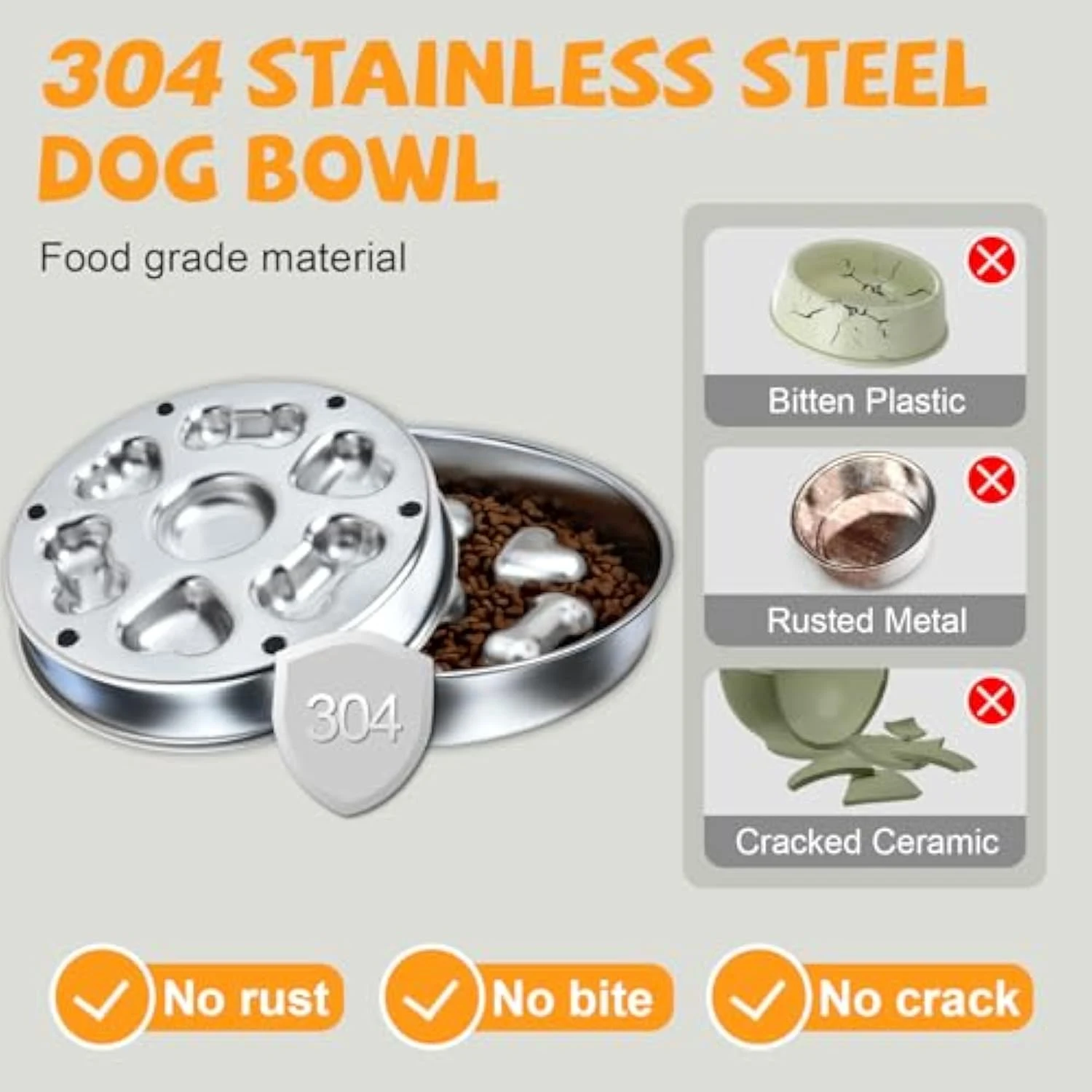Slow Feeder Dog Bowls, Non-Slip Metal Dog Food Bowls with Heart and Bones Design for Small, Medium, and Large Dogs — photo 2