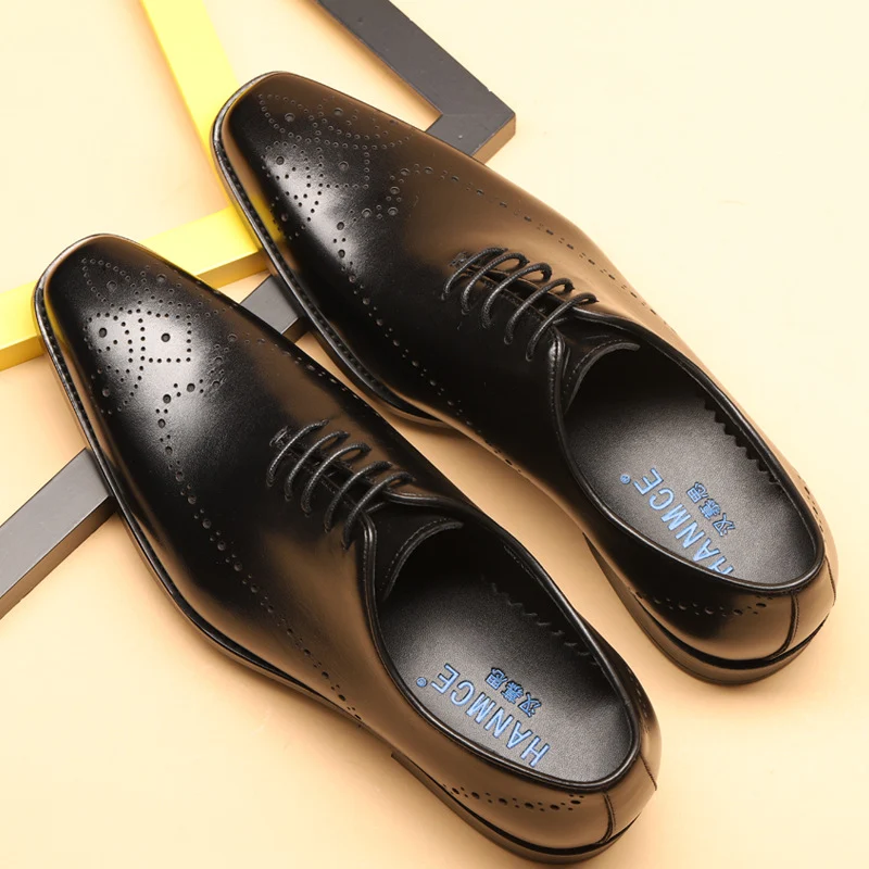 Title 4, Brock Carved heren zakelijke leren schoenen met...