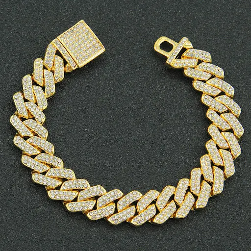 Title 2, Colar Corrente Cubana Diamante Hip Hop Masculin...