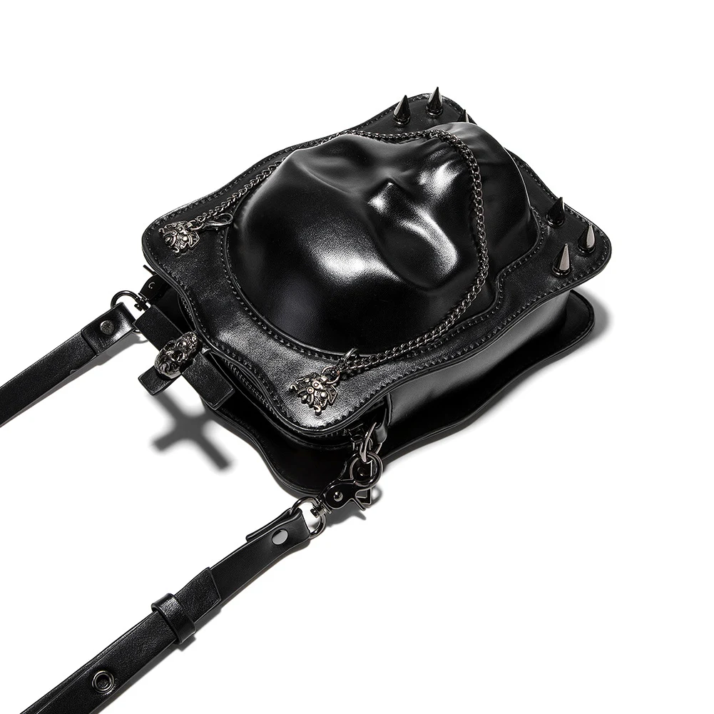 Bolsa de ombro caveira Halloween gótica feminina, mini crossbody com personalidade quadrada, perfeita para um visual dark e estiloso. — foto 6