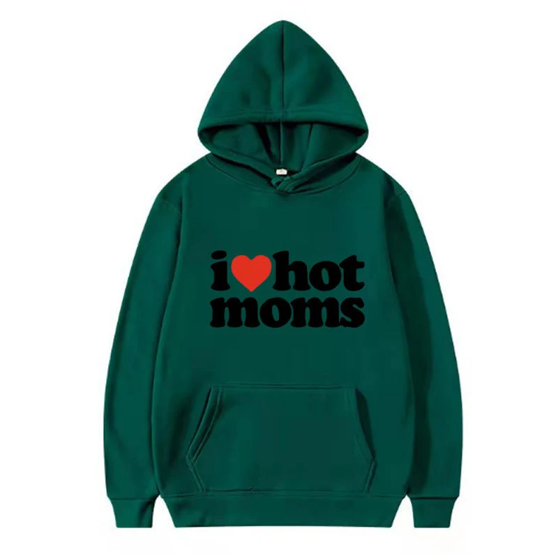 Title 14, Moletom "I LOVE HOT MOMS" com estampa de letras...