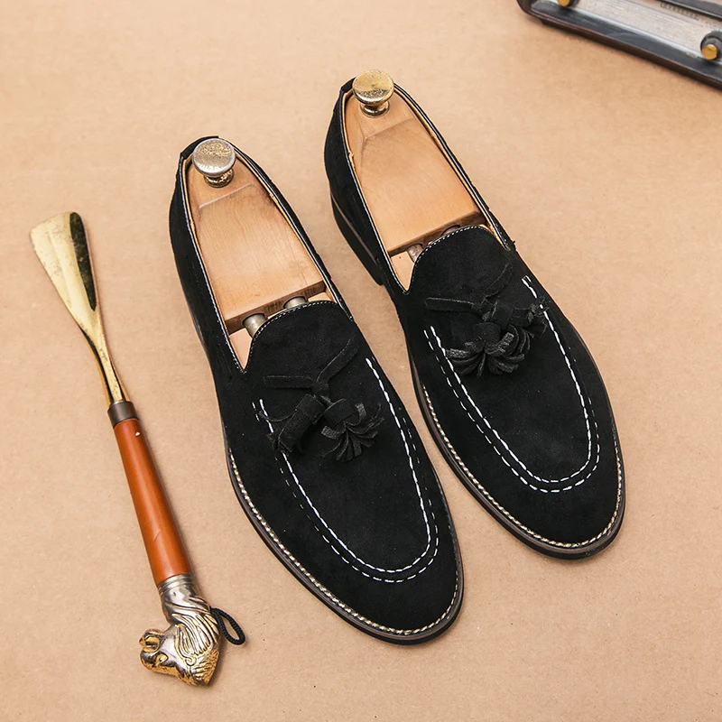 Fringed Leather Shoes Men's Plus Size Suede Slip On Loafers comfortable and stylish, perfect for casual wear and everyda — photo 12