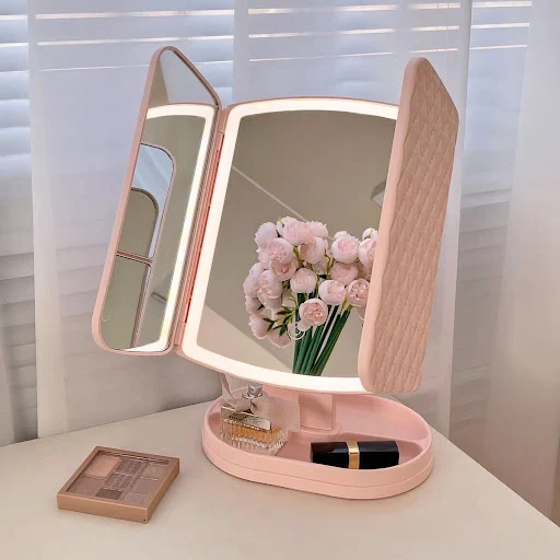 Title 3, Desk Lamp With Three Fold LED Makeup Mirror Ach...