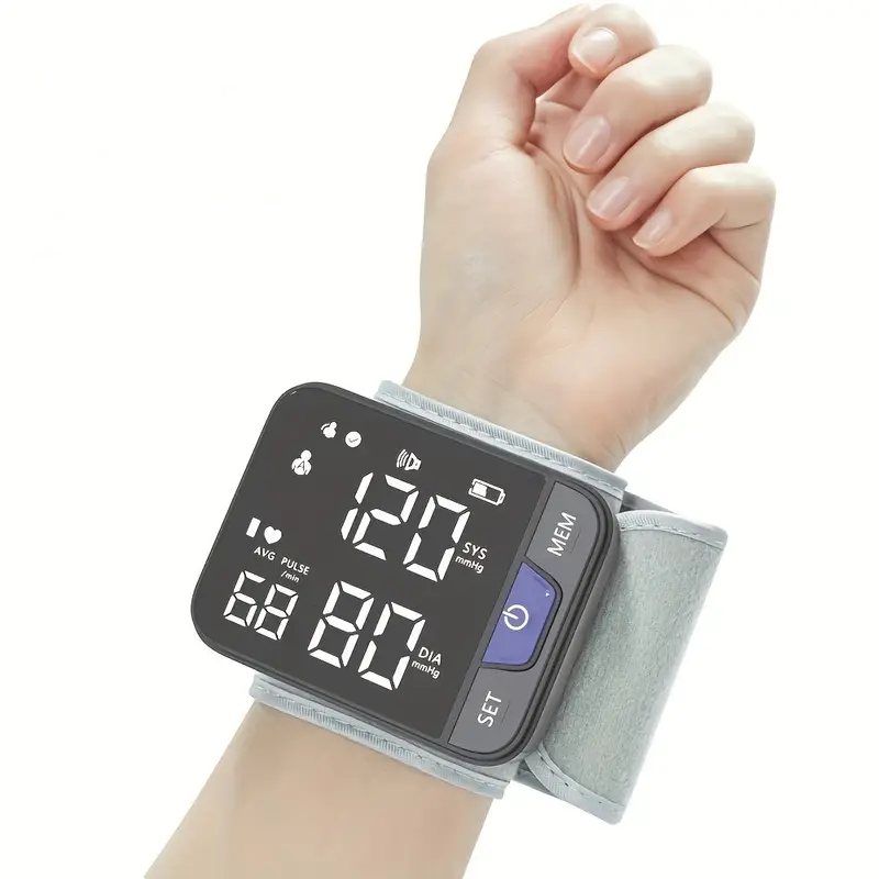 Automatic wrist sphygmomanometer blood pressure meter with large screen and three-color display. Easy and accurate hyper — photo 1