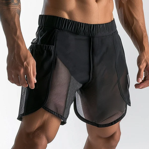Men's Workout Sexy See-through Mesh Shorts for ultimate breathability and style. Perfect for the gym, offering comfort a — photo 1