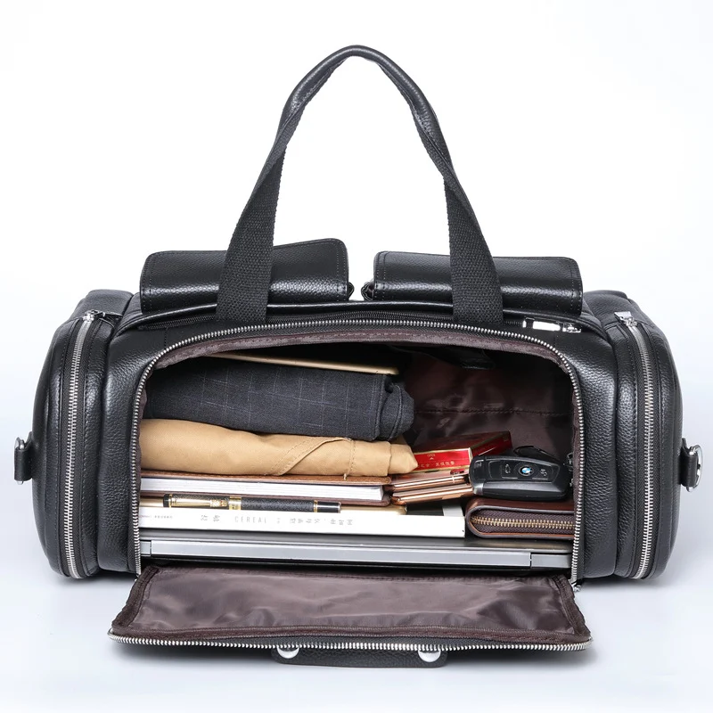 Title 2, Bolsa de viagem de couro masculina, grande capa...