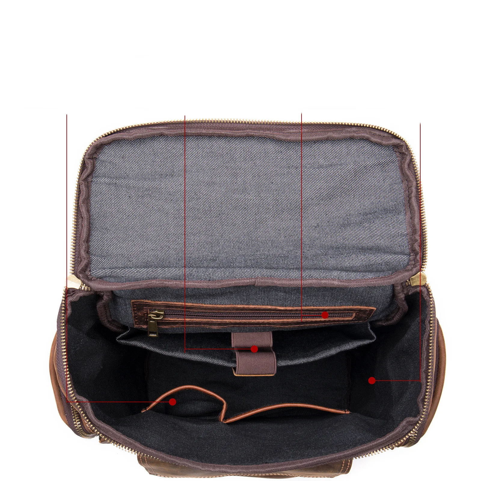 Mochila masculina vintage em couro Crazy Horse, resistente e espaçosa. Perfeita para viagens, trabalho e uso diário. Estilo clássico e durável. — foto 4