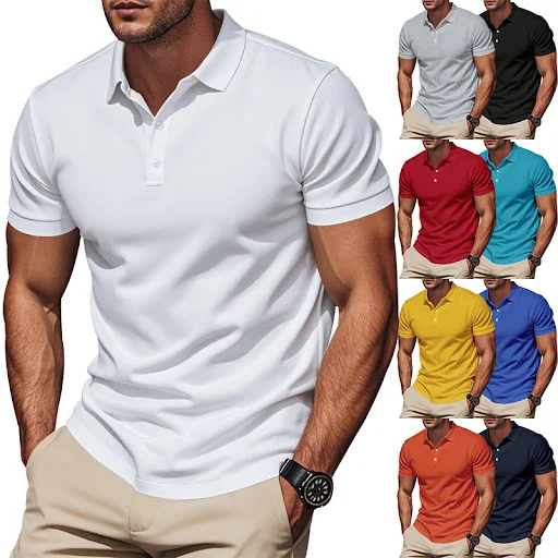 Title 13, Mens Gentleman Loose Breathable Lapels Short S...