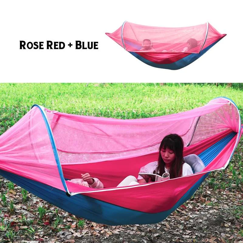 Rede de Descanso Portátil para 2 Pessoas com Mosquiteiro Integrado, Perfeita para Camping e Proteger-se de Mosquitos ao Ar Livre. — foto 2