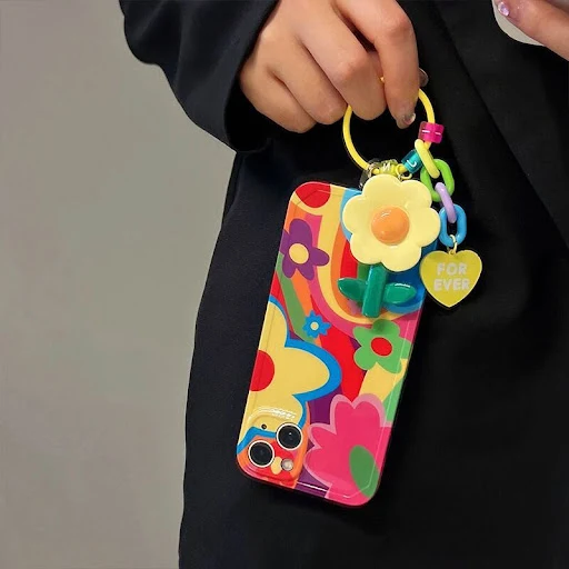 Title 9, Capinha de celular Ins Graffiti Flower, com peq...
