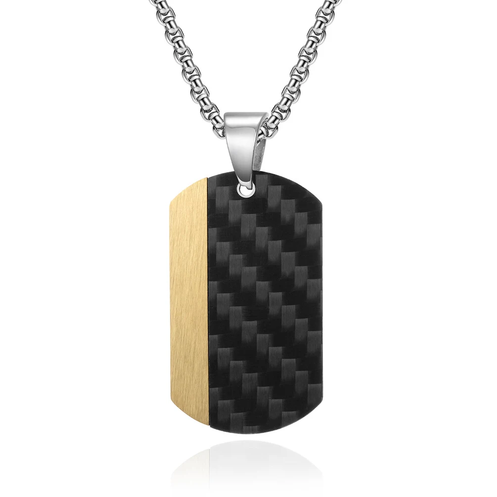 Colar masculino de aço inoxidável com pingente e ornamento de fibra de carbono sólida. Elegância e durabilidade para o homem moderno e sofisticado. — foto 7