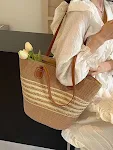 South Korea Vacation Style Raffia Woven Bag Large Capacity Tote, perfect for beach trips, shopping, and everyday use. — photo 6