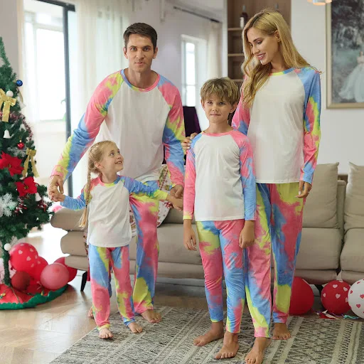Title 5, Christmas Tie-dye Printed Long-sleeved Pajamas ...
