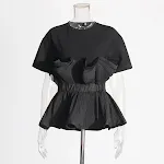 Elegant Style Autumn New Round Neck Splicing Pullover with Ruffled Slim Fit. A slimming top designed for a fashionable a — photo 3