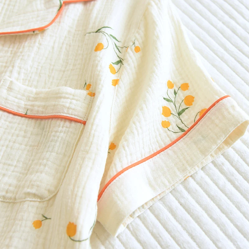 Cardigan estivo in garza di cotone sottile a doppio strato, crêpe, taglie forti, abbigliamento da casa ampio e comodo. — foto 7