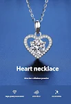 Anello con moissanite in argento sterling e collana a cuore da donna, catenina girocollo, un regalo romantico e raffinato. — foto 10