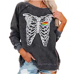 Halloween-Totenkopf-Funky-Print-Sweatshirt für Damen — foto 7