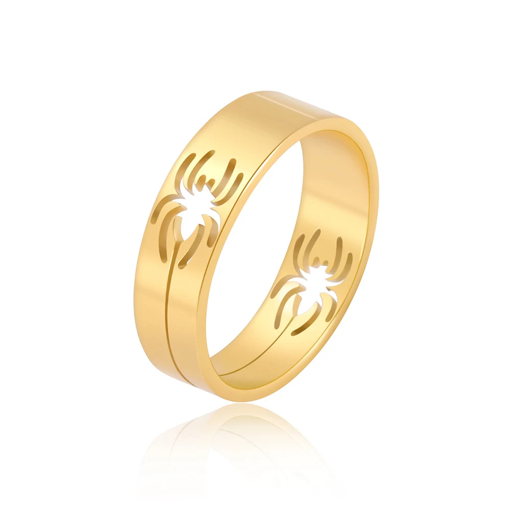 Anel de aço inoxidável de aranha oca unissex, ideal para homens e mulheres. Design arrojado e moderno, um acessório perfeito. — foto 7