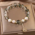 Bracciale con perline fantasma verde retrò stile nazionale per ragazza un accessorio unico per un tocco vintage ed elegante. Perfetto per completare il tuo look. — foto 2