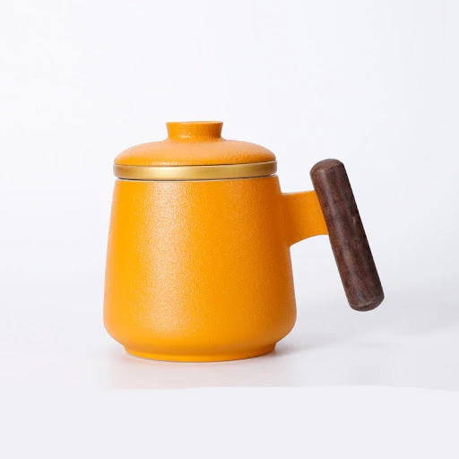 Title 4, Taza de cerámica con asa de madera, filtro y ta...