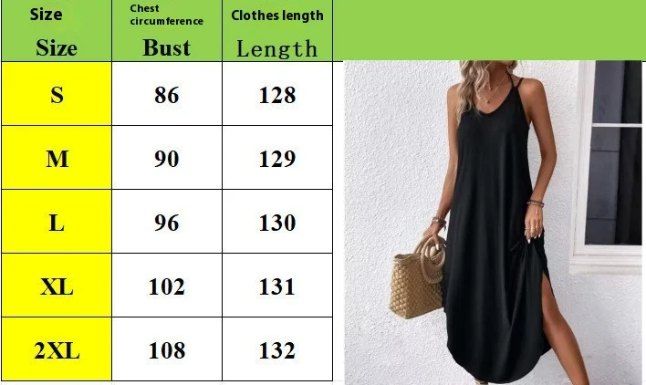 Title 1, Summer solid color V-neck and backless sling dr...