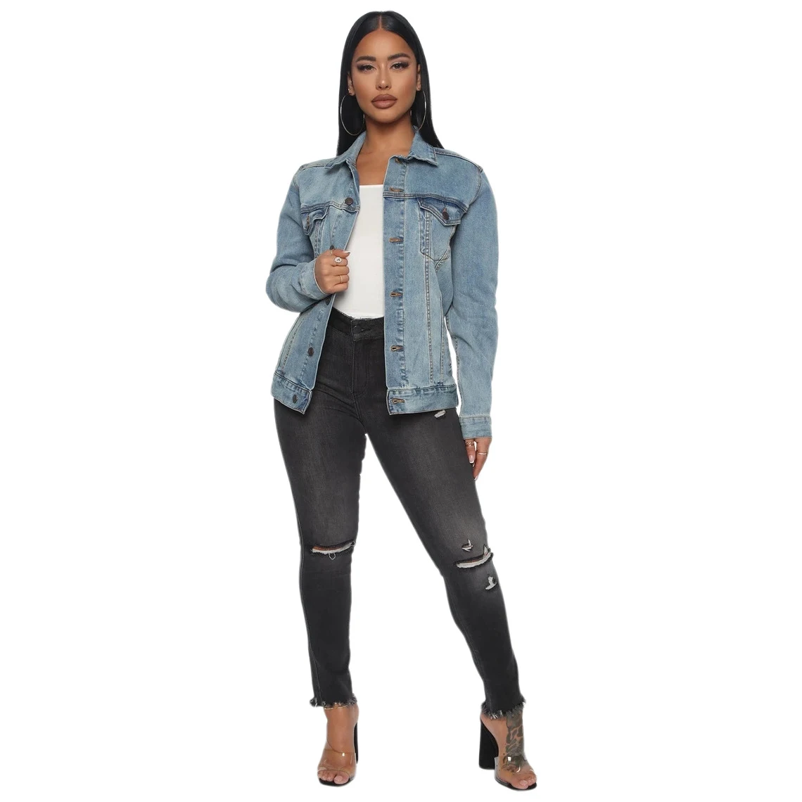 Title 28, Cappotto in denim da donna in vendita calda