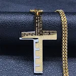 Colar com pingente de cruz nicho de aço inoxidável, corrente de ossos de cobra, aço titânio, joia unissex — foto 9