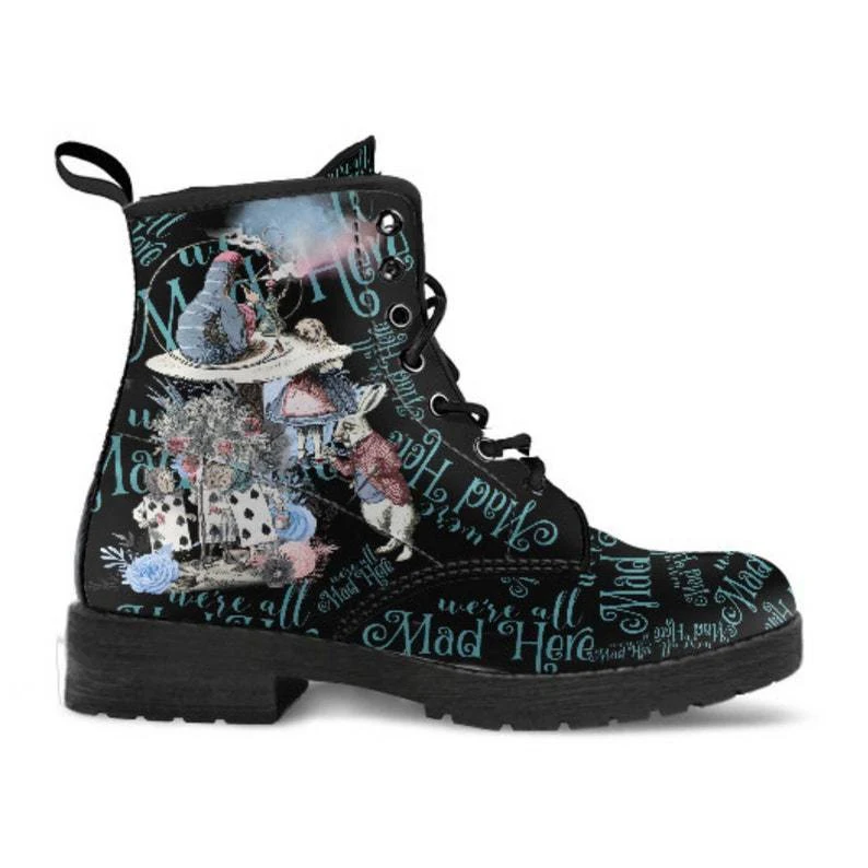 Botas femininas de couro cano alto oversized com estampa digital de desenho animado, conforto e estilo para um visual único e moderno. — foto 2