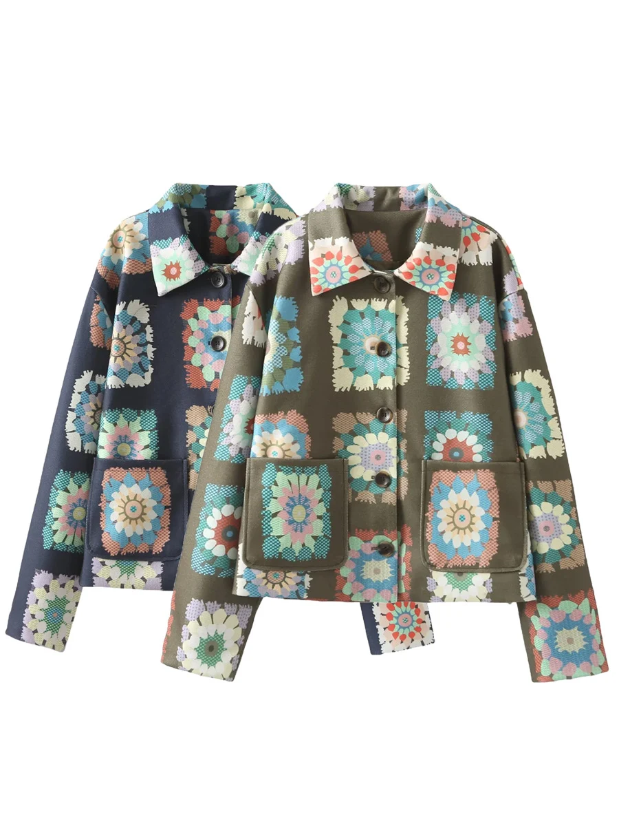 Title 13, Fashion Casual Retro Printed Design Short Lapel...