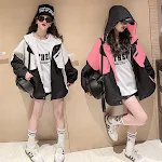 Casaco Colorblock Feminino Estilo Ocidental Versátil Roupa para Meninas Jaqueta para Todas as Ocasiões Moda Infantil Confortável e Elegante — foto 1