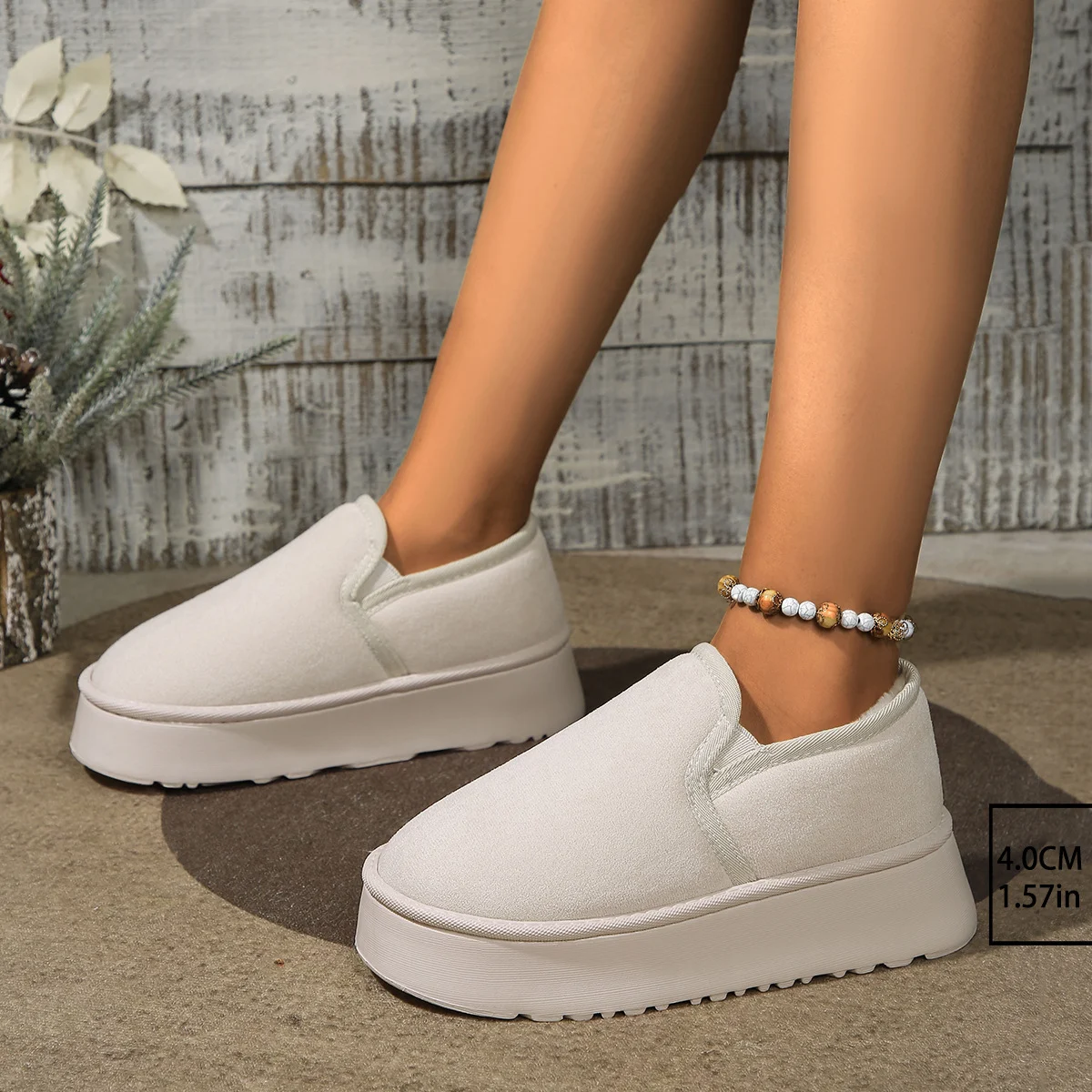 Slip-on dames snowboots met fleece voering, warm en comfortabel voor de winter, gemakkelijk aan en uit te trekken, houdt je voeten warm. — foto 1