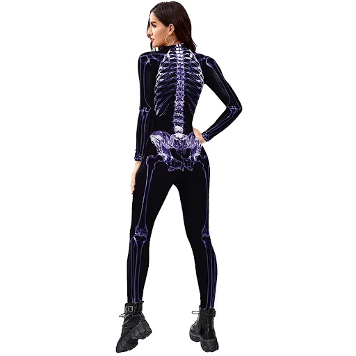 Title 6, Halloween Funny Skeleton 3D Printed Stage Costu...