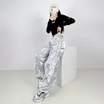 Silver Shiny Surface Pocket Overalls, blending style and practicality. Perfect for work or casual wear, offering comfort — photo 5
