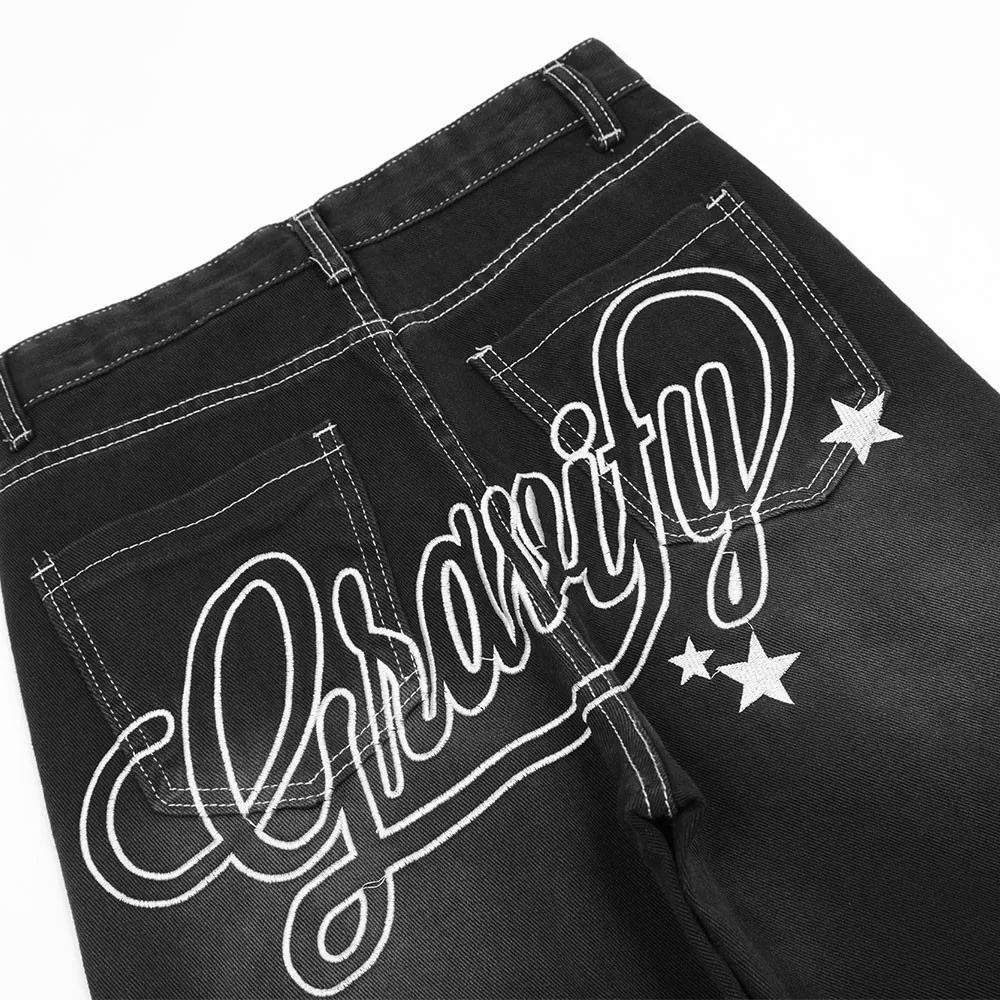 Letter Embroidered Straight Jeans For Men. Comfortable and stylish everyday wear. These jeans add a unique touch to your — photo 17