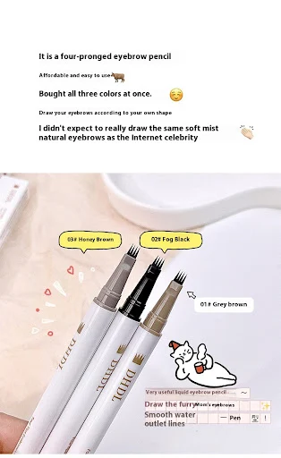 Title 10, DHDL Four-fork Water Eyebrow Pencil Waterproof ...