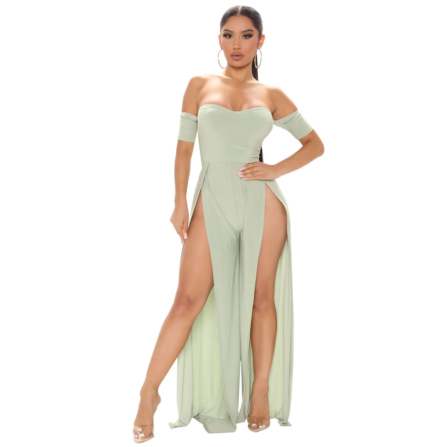 Title 2, Conjunto de calça transparente com estampa de m...