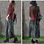 Allround mid-length high-end A-lijn denim rok met elastische taille, verdikte katoen voor comfort en een stijlvolle look. — foto 5