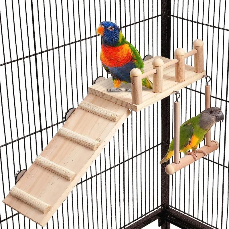 Title 10, Parrot Wood Perches Bird Platform Corner Stand ...