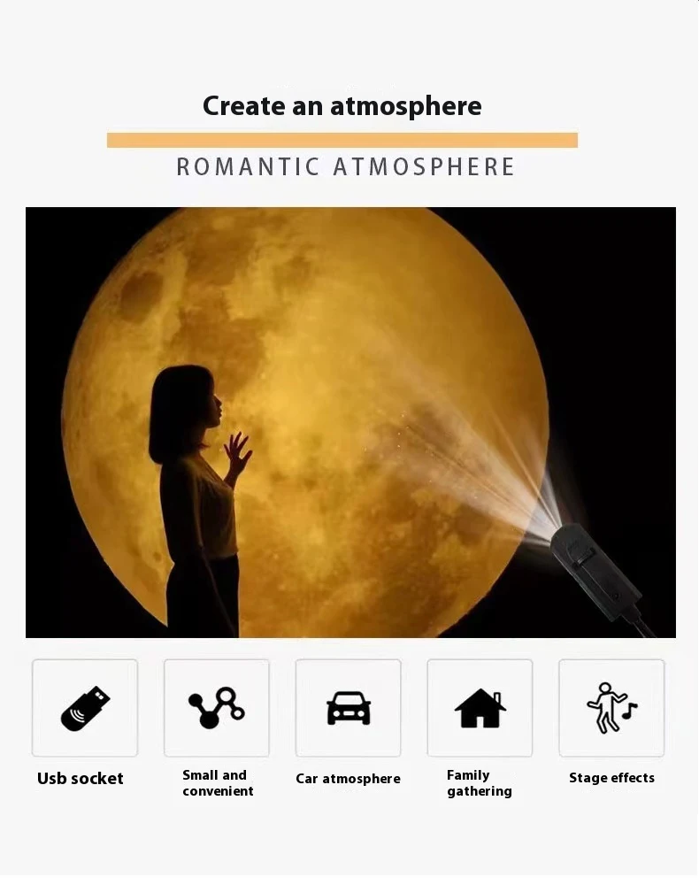Title 10, Moon Projection Lamp with Starry Sky, Small Nig...