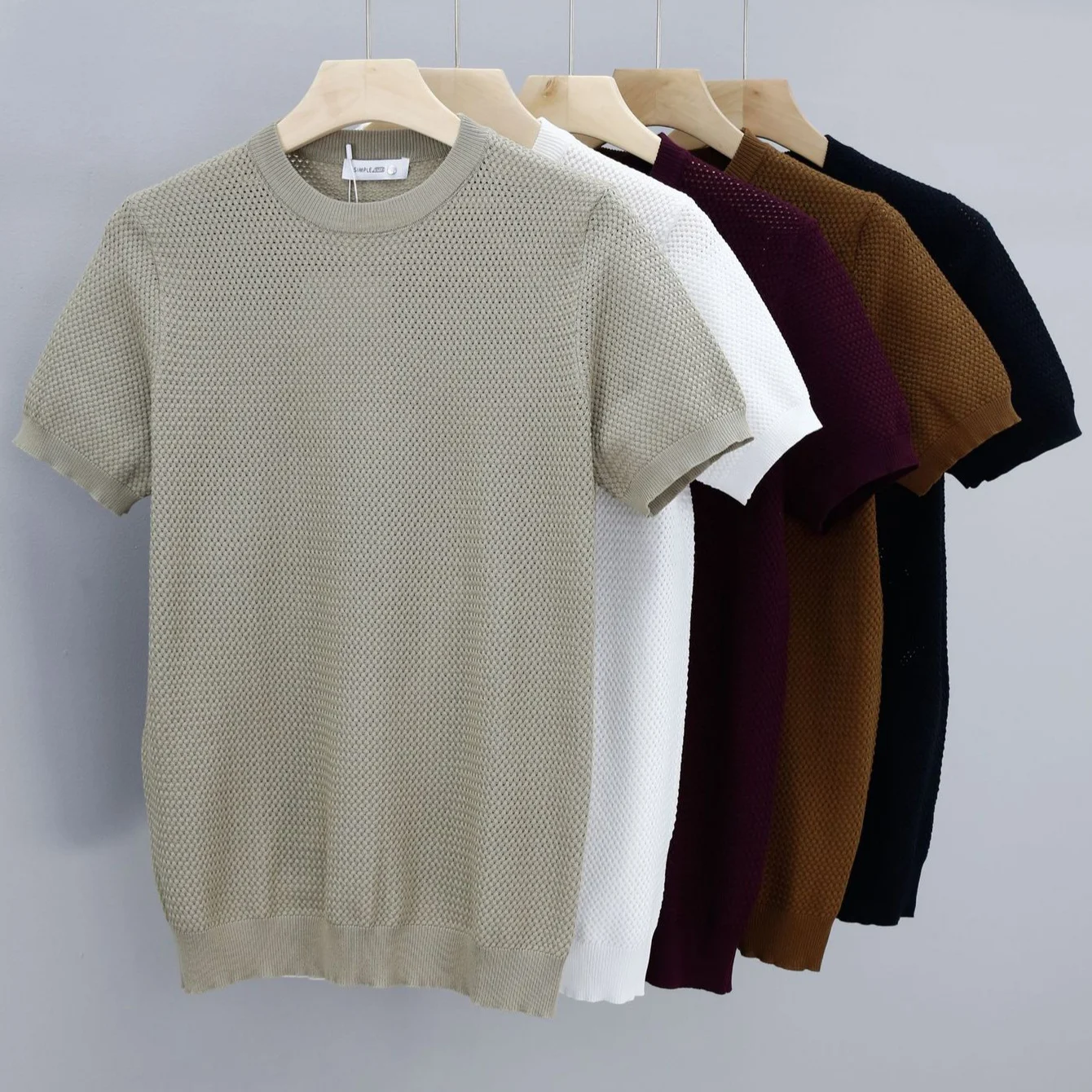 Title 2, Camiseta masculina de verão em malha de seda ge...