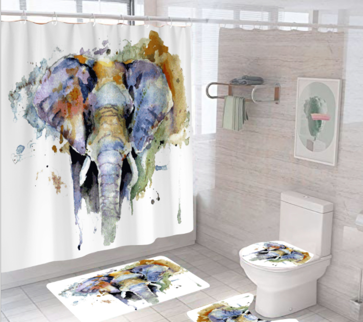 Title 5, Elephant Series Digital Printing Shower Curtain...