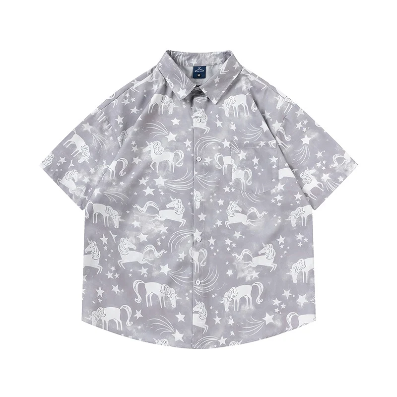 Fashion Persoonlijkheid Sterrenprint Overhemd voor Heren. Stijlvol herenoverhemd met sterrenprint, ideaal voor een trendy look. Comfortabel en geschikt voor dagelijks gebruik. — foto 3