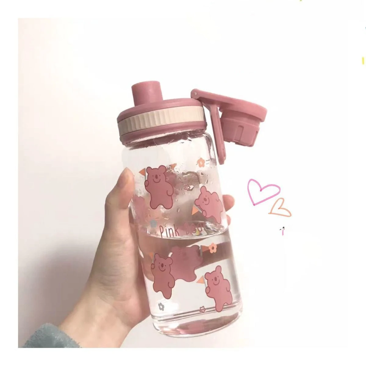 Straw Cup Glass Sports Water Bottle for Men & Women, Dual-use Cartoon Milk Drinking. Perfect for hydration and fun, idea — photo 4