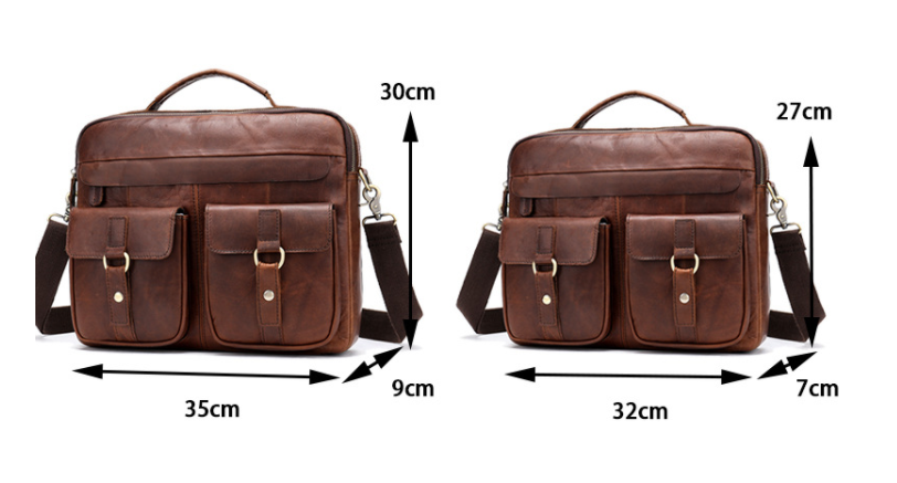 Title 1, Bolsa Mensageiro Masculina Retrô em Couro Bovin...