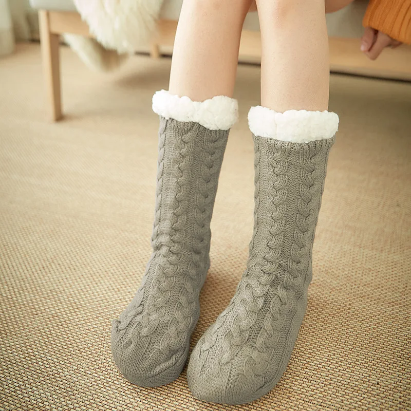 Title 4, Winter Warm Knitted Plush Floor Socks Home Indo...
